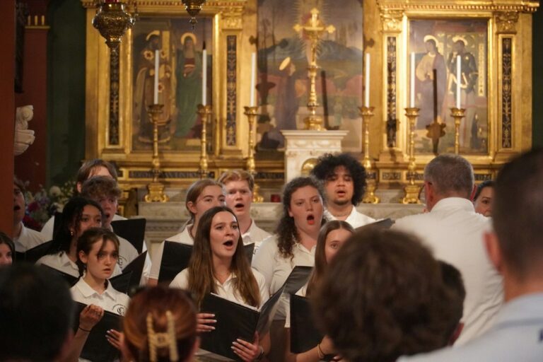 Choir singing.