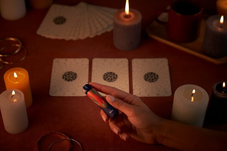 Person reading oracle cards.