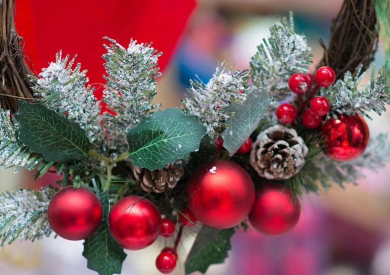 Evergreen winter solstice decoration.
