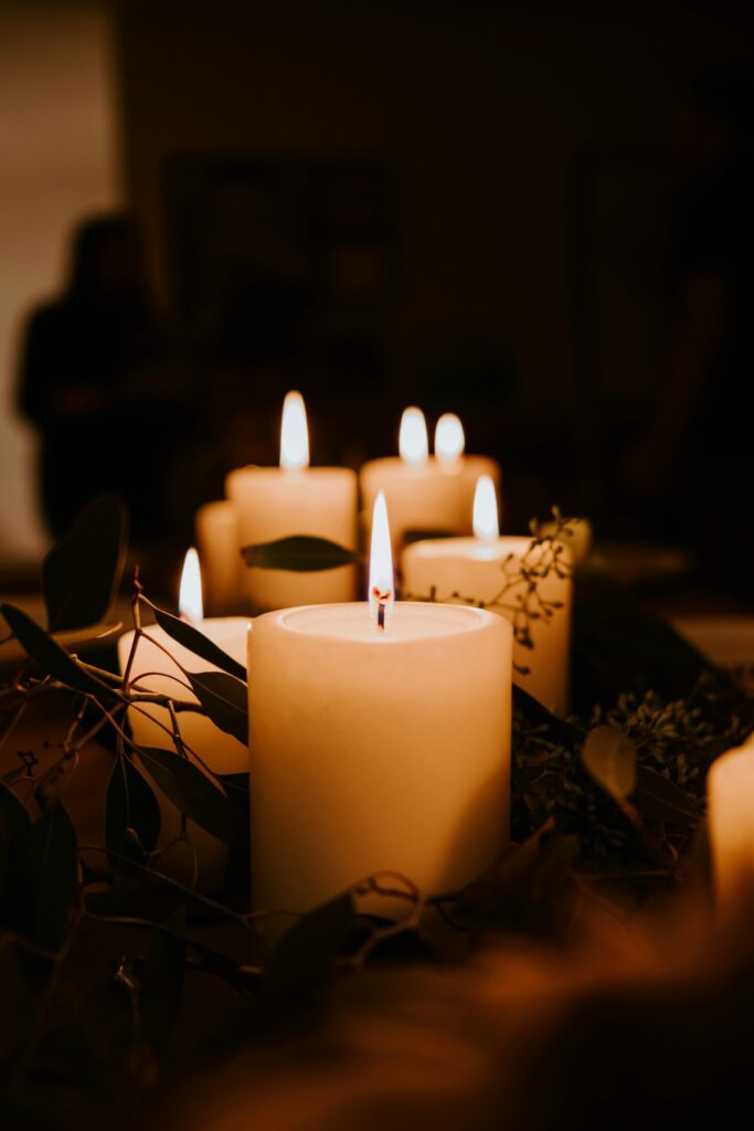 Candles lit.