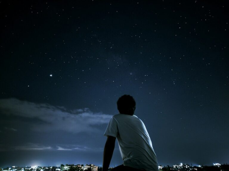 Person staring stars.
