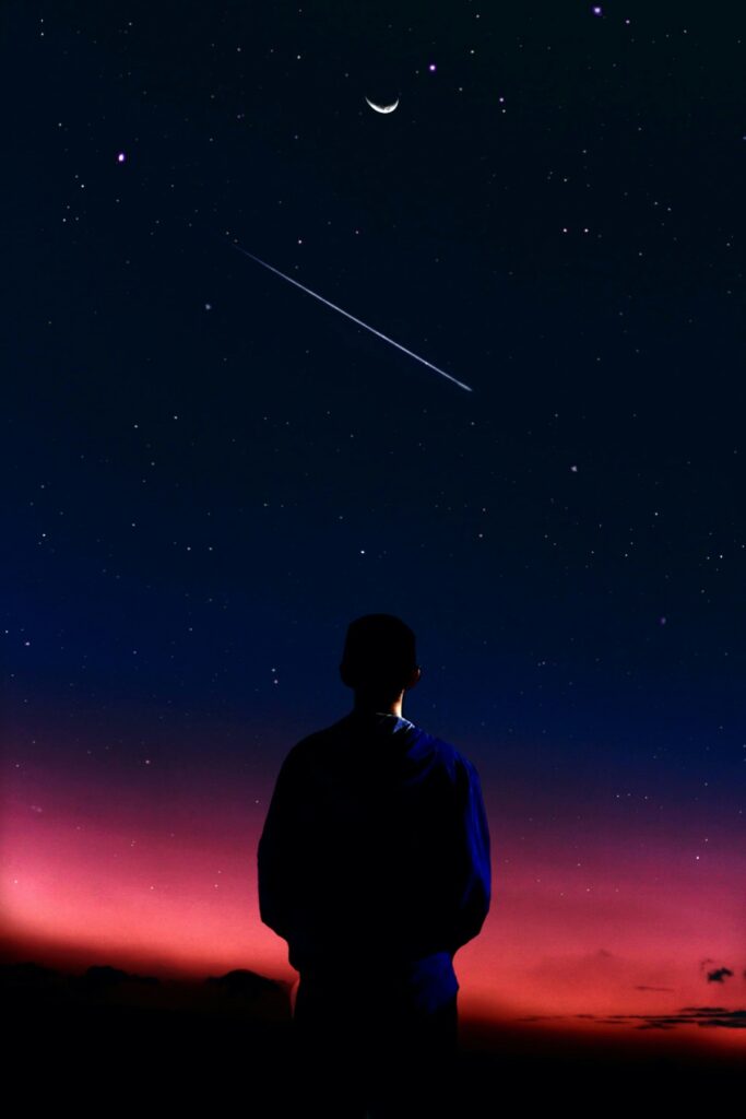 Person staring stars.